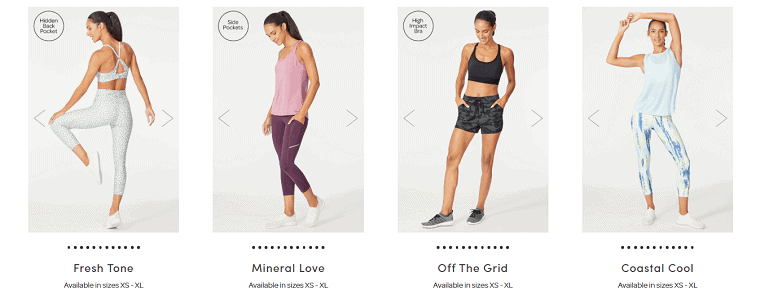 Image of 4 different workout outfits