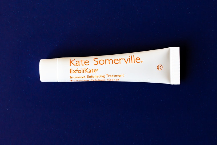 Sample of Kaye Somerville ExfoliKate on a blue background