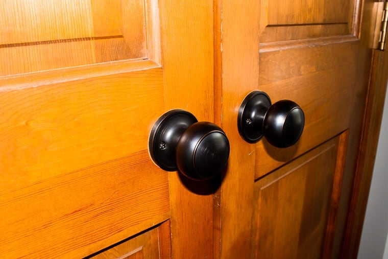 Close up of door knobs