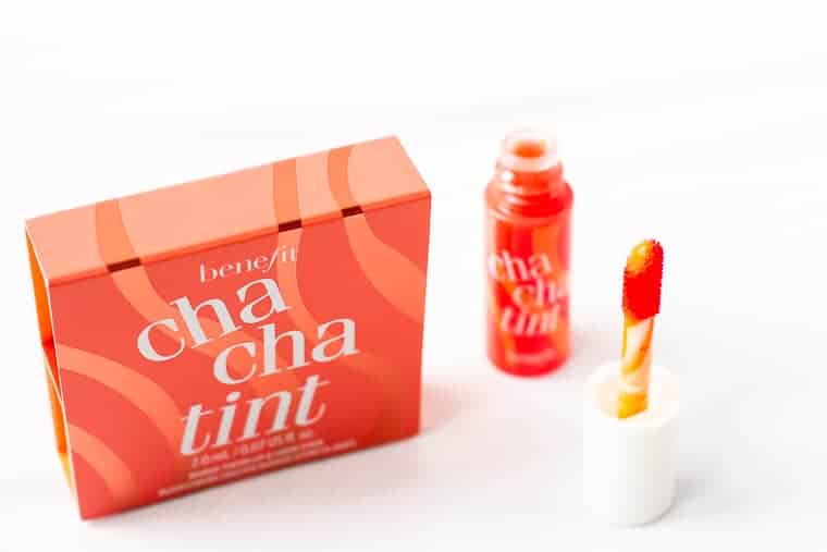 Cha cha tint sample opened next to the packaging