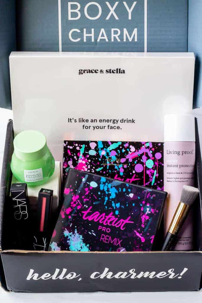 June 2020 BoxyCharm Premium Box opened with all of the items visible inside