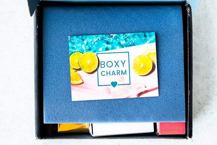 Opened July 2020 BoxyCharm Premium with the insert card on top