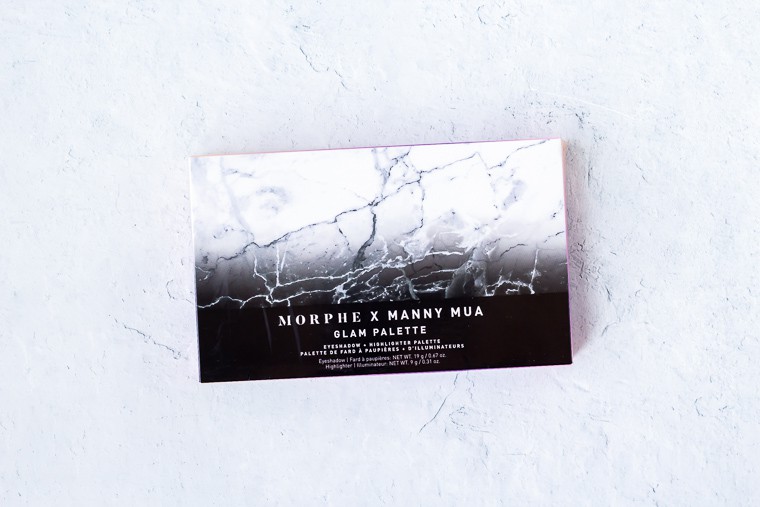 Morphe x Manny Mua Glam Palette packaging on a white background