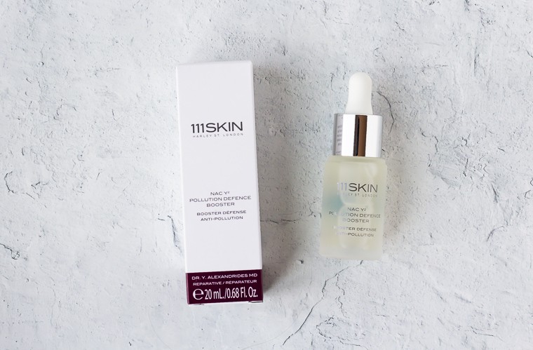 Skin 111 NAC Y2 Pollution Defence Booster bottle and packaging on a white background