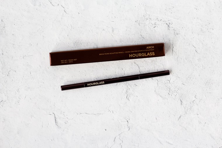 Hourglass Arch Brow Micro Sculpting Pencil and packaging on a white background