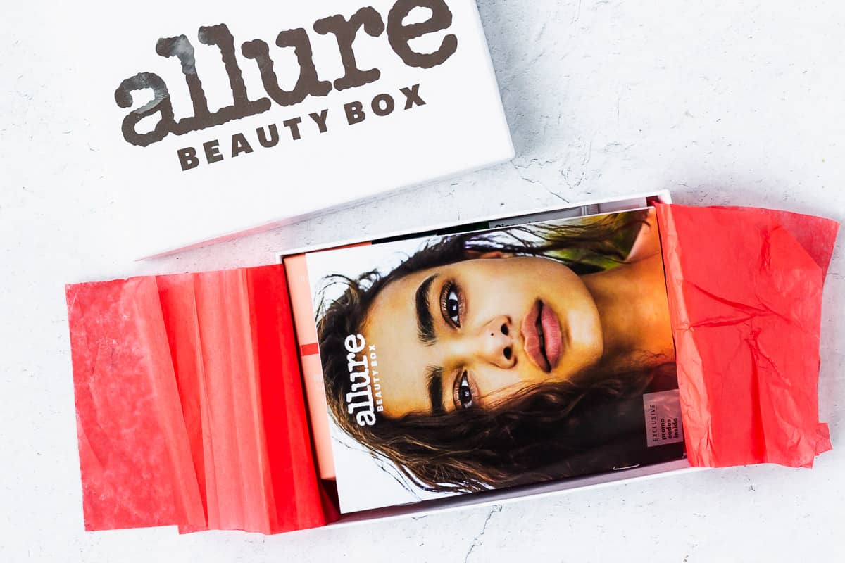 July 2020 Allure box opened to show the booklet inside