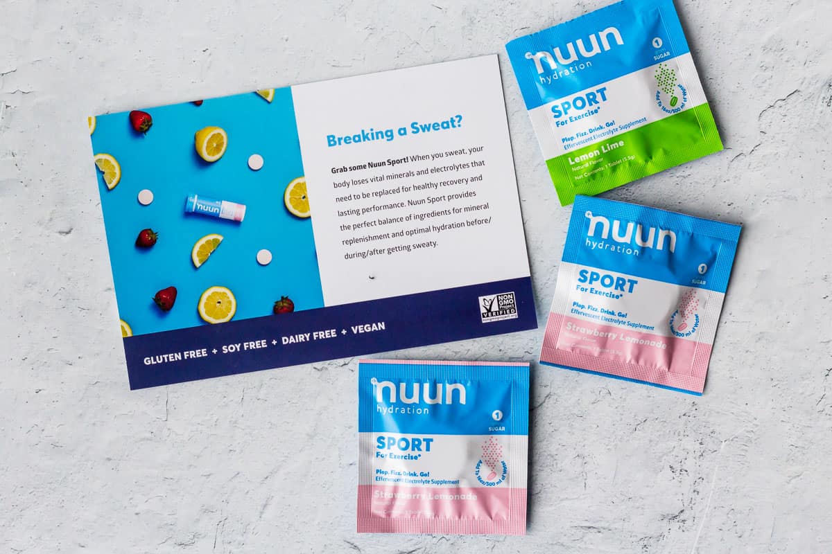 Nuun Electrolyte samples on a white background