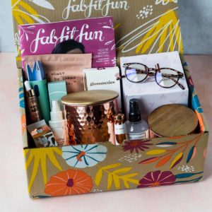 All of the items in my Fall 2020 FabFitFun box displayed inside of the box