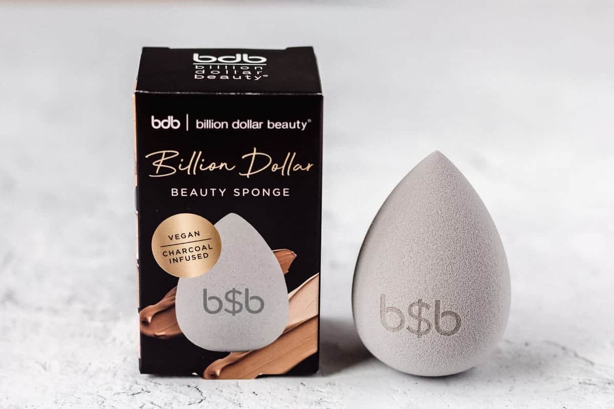 Billion Dollar Beauty Makeup Sponge next to it's packaging