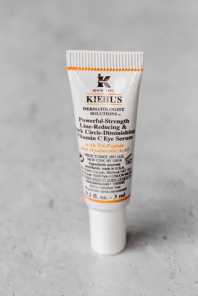 Kiehl's Powerful-strength Dark Circle Reducing Vitamin C Eye Serum sample on a white background