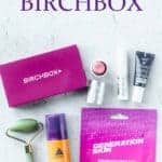 November 2020 birchbox items on a white background with text overlay