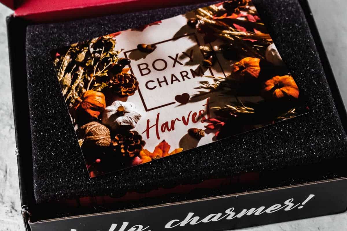 Opened November 2020 Boxycharm opened with the insert card on top
