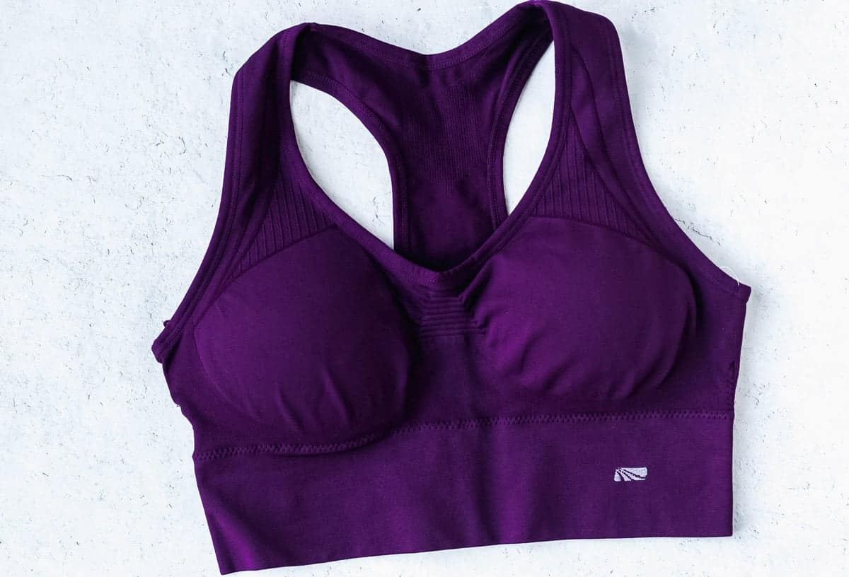 purple marika cora seamless sports bra on a white background