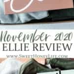 2 images of the november 2020 ellie subscription box separated by text overlay