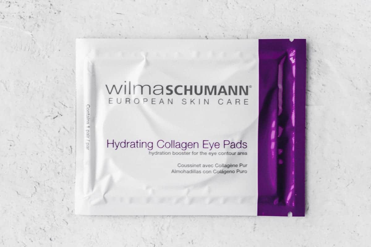 Wilma Schumann Hydrating Collagen Eye Pads packet on a white background