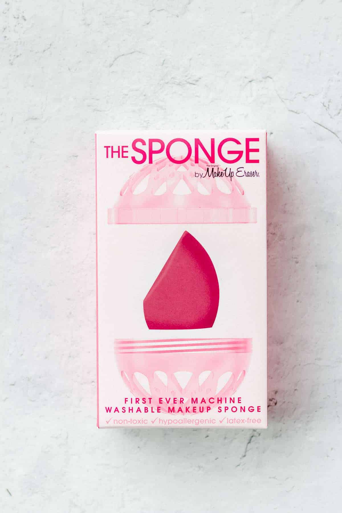 The Sponge from The Original makeup Eraser box on a white background
