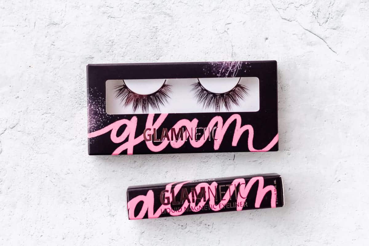 Glamnetic Eyelashes and liner packages on a white background