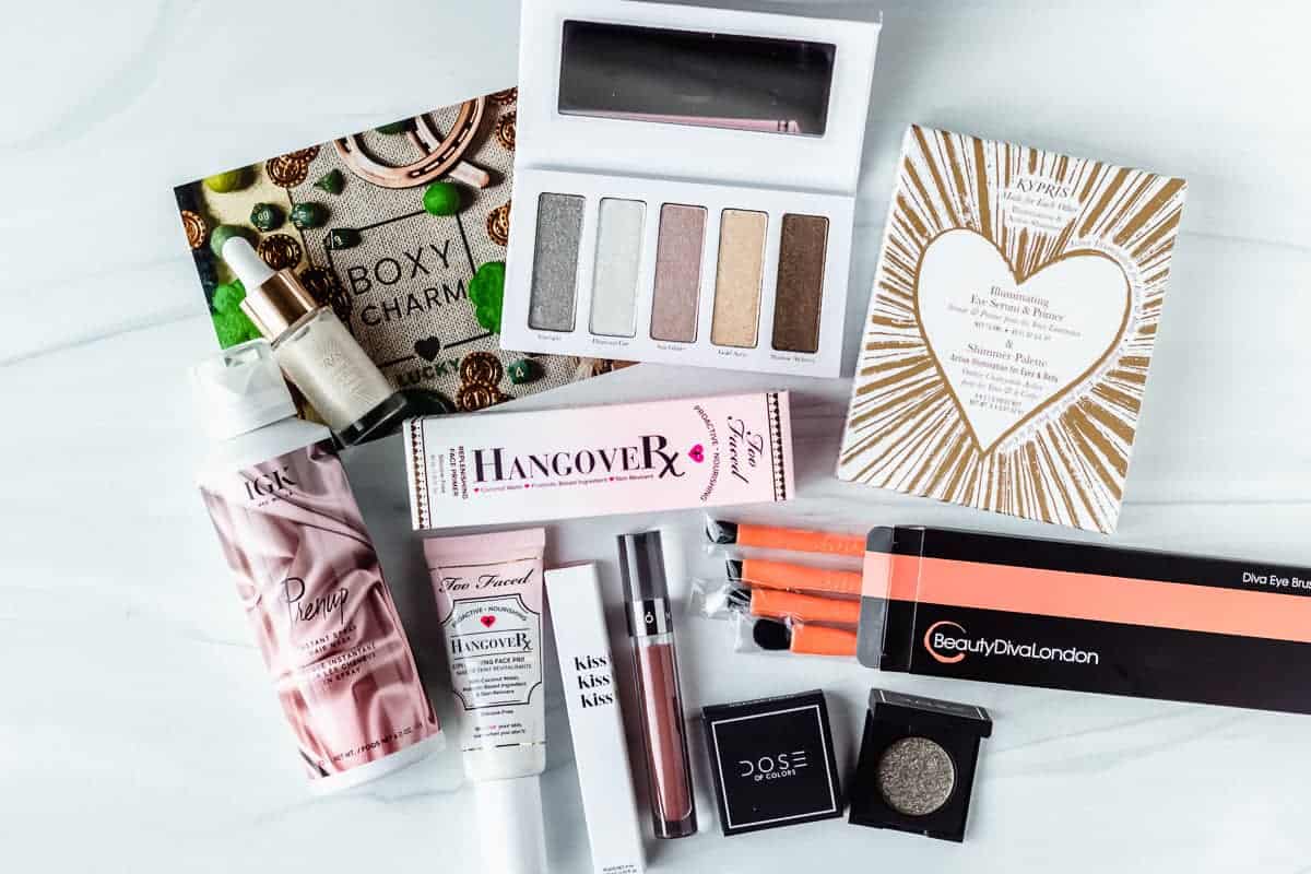All of the items in my March 2021 boxycharm premium box on a white background