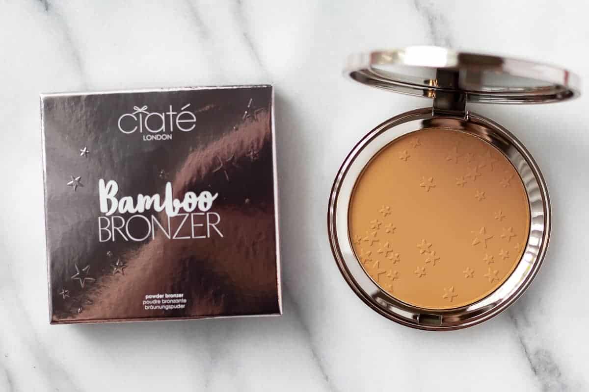 Ciate London Bamboo Bronzer with the box on a marble background
