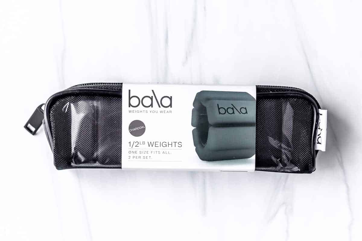 Bala 1/2 Pound Weighted Bangles in their pouch on a white background