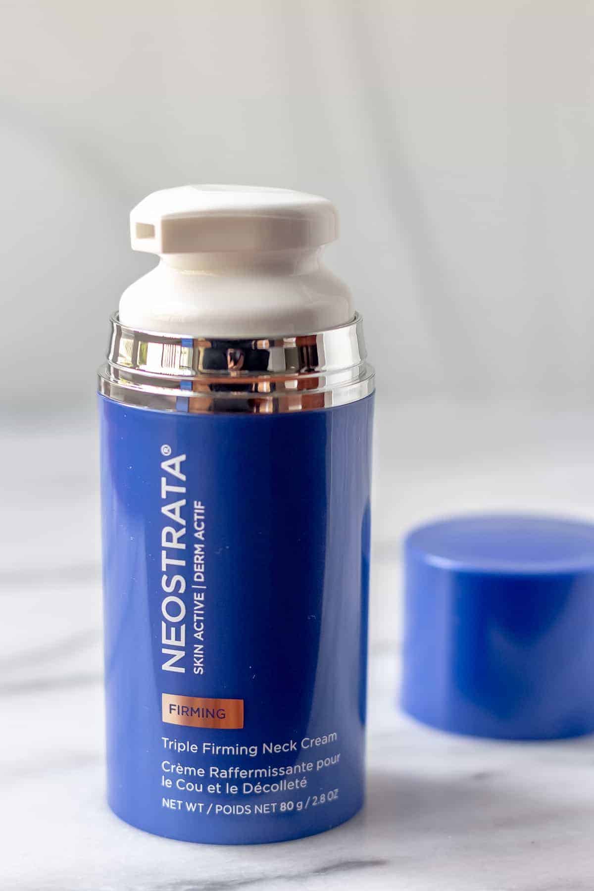 Neostrata Triple Firming neck cream bottle with the cap off