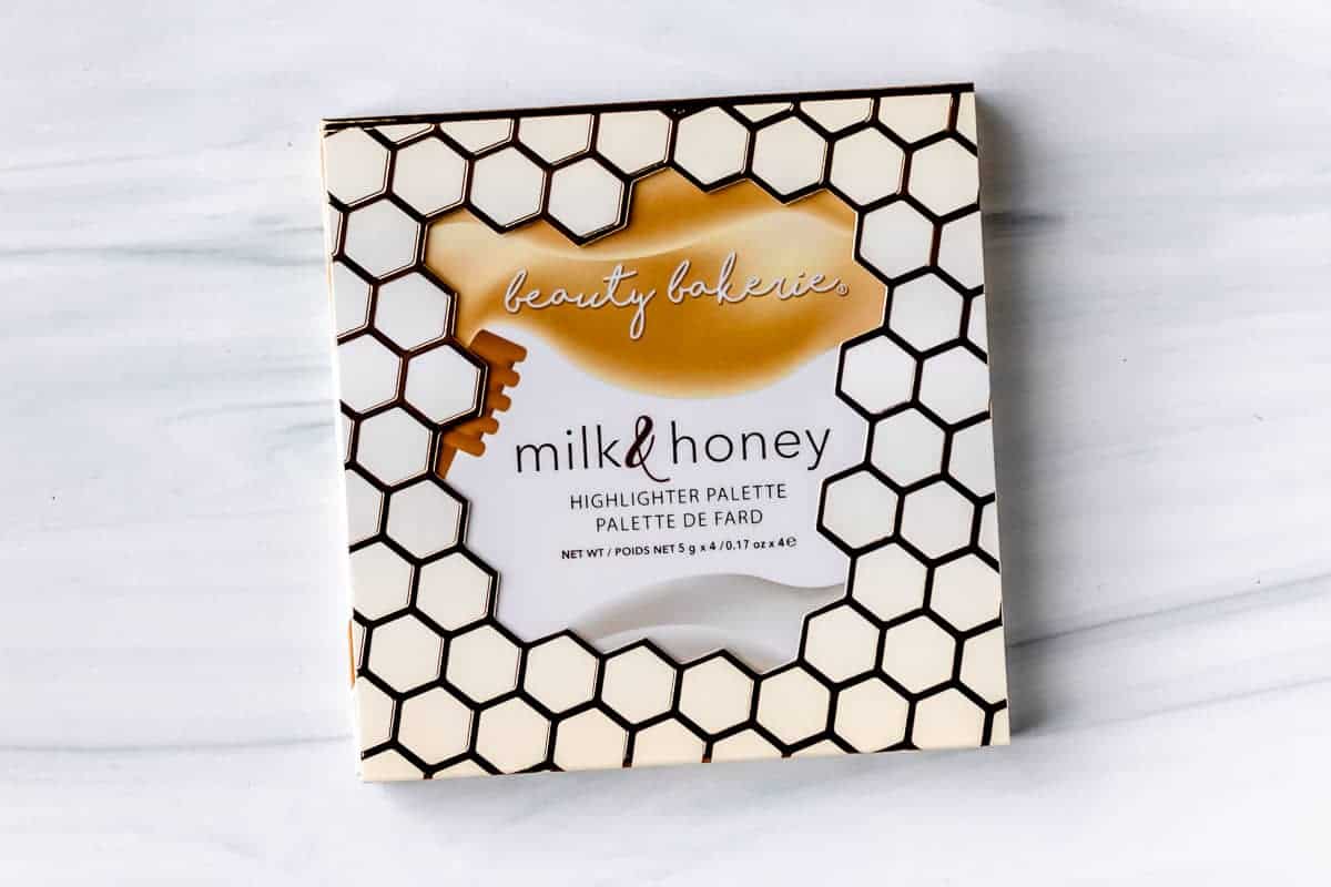 Beauty Bakerie Milk & Honey Highlighting Palette package on a white background.