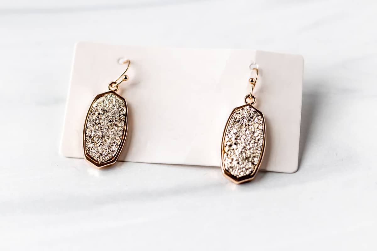 Shein Geo Drop Earrings in gold.