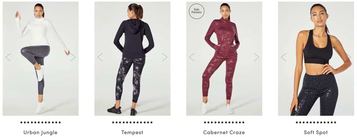 4 Ellie workout outfit choices for October 2021.
