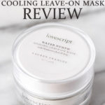Lovescript Water Nymph Leave-on Cooling Mask jar with text overlay.